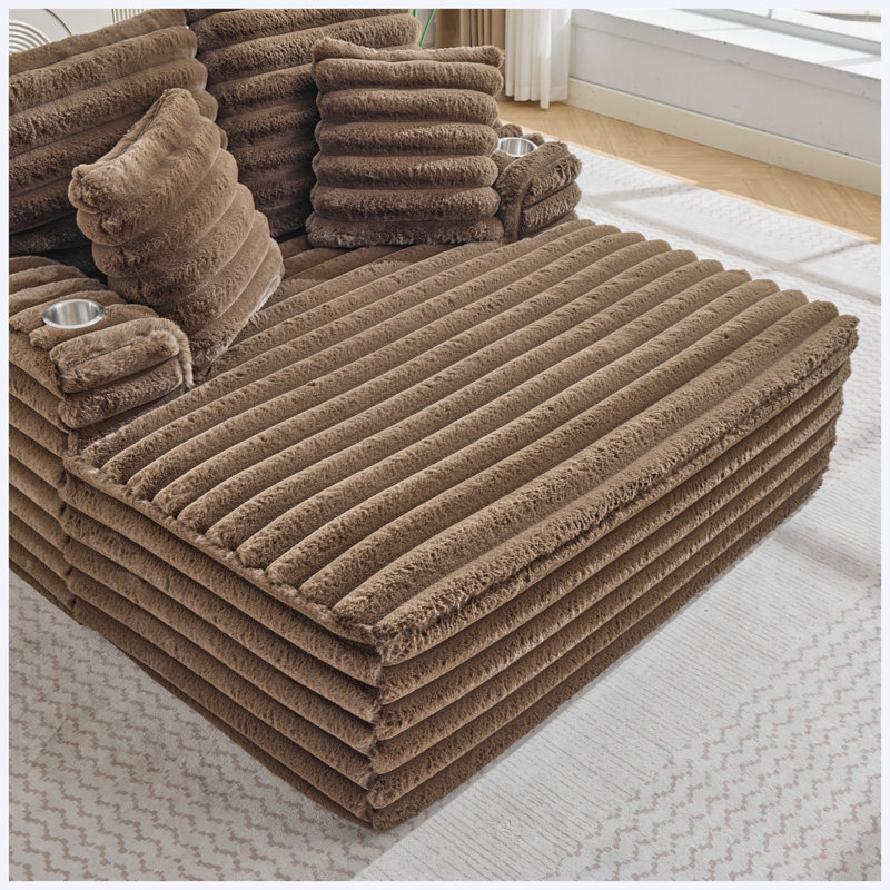 Chaise longue surdimensionnée pour l'intérieur, canapé rembourré en velours côtelé avec coussins, canapé moelleux et moelleux, canapé-lit simple pour le salon, canapé-lit, ...