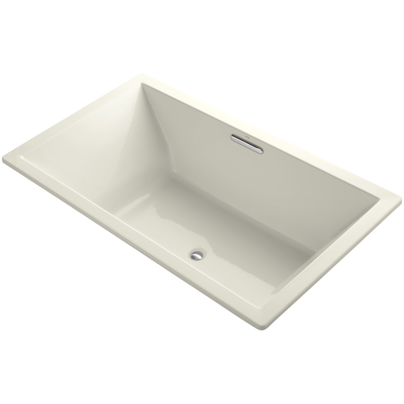 Baignoire de trempage encastrée ou encastrée en acrylique 72 po x 42 po avec chaufferette, Biscuit
