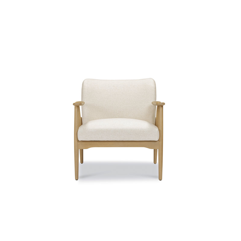 Elon Lounge Chair White Warm Beige, Cream, Gray Wood