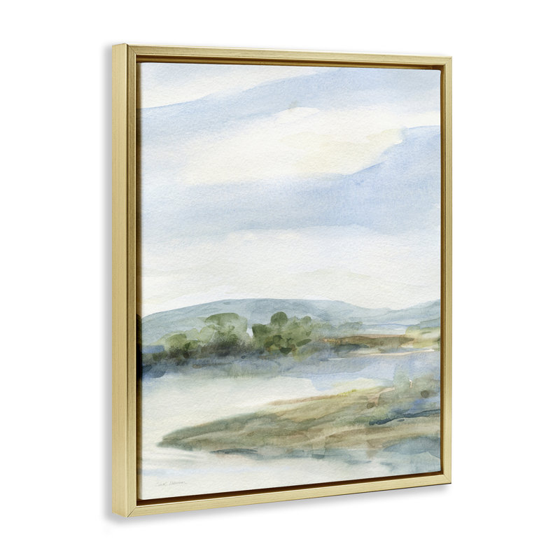 Impression de collines naturelles, Cadre flottant gris lustré, H 21 po x l 17 po
