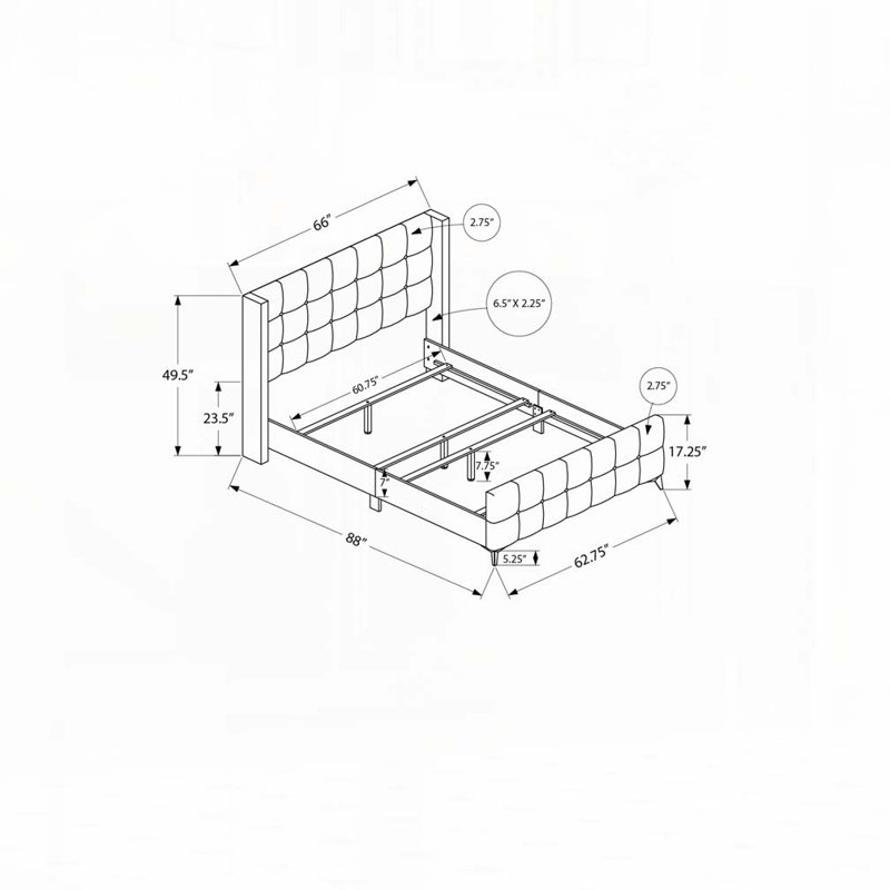 Lit plateforme tapissier en velours
