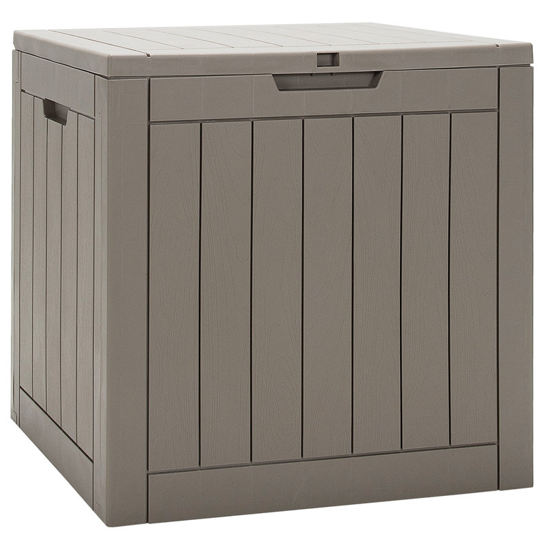 Ebern Designs 56cm W 110L Water Resistant Plastic Lockable Deck Box, Coffee