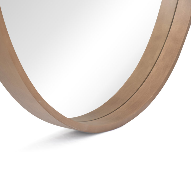 28" Walnut Round Mirror with Wood Frame