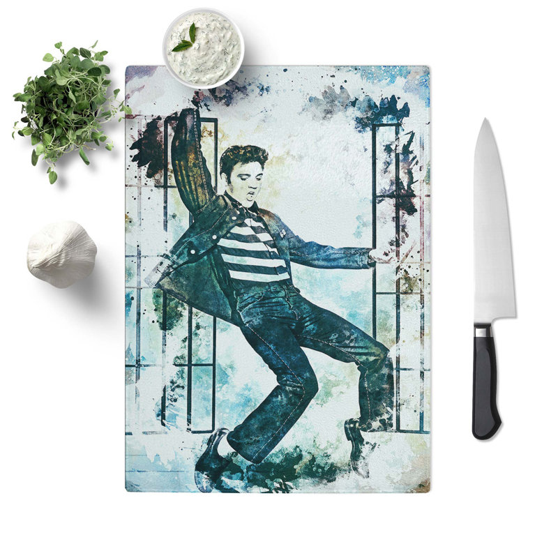 Glass Elvis Presley Dancing in Abstract Chopping Board, 28.5 cm W x 20 cm L