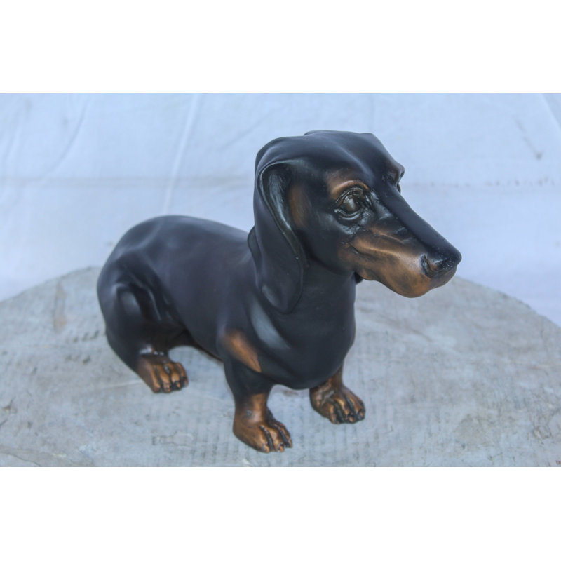 Adorable statue de teckel assis en bronze 17 po x 5 po x H 10 po Nifao Collection