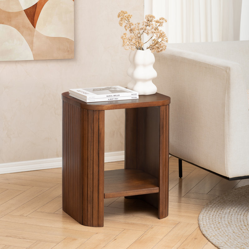 Carlton Solid Wood 2 Tier End Table, Walnut