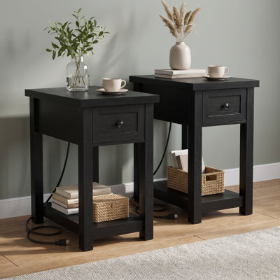 Table d'appoint étroite avec tiroir et tablettes