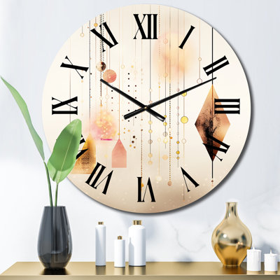 Horloge murale rétro géométrique or rose