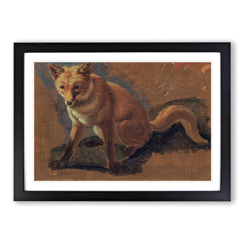 Study of a Fox by Jacques-Laurent Agasse - Picture Frame Painting, Black Framed, 48cm H x 65cm W x 2cm D
