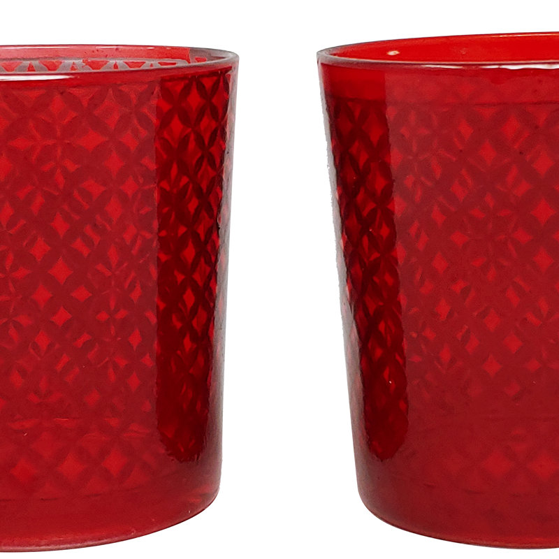 Porte-votive en verre à treillis, Rouge