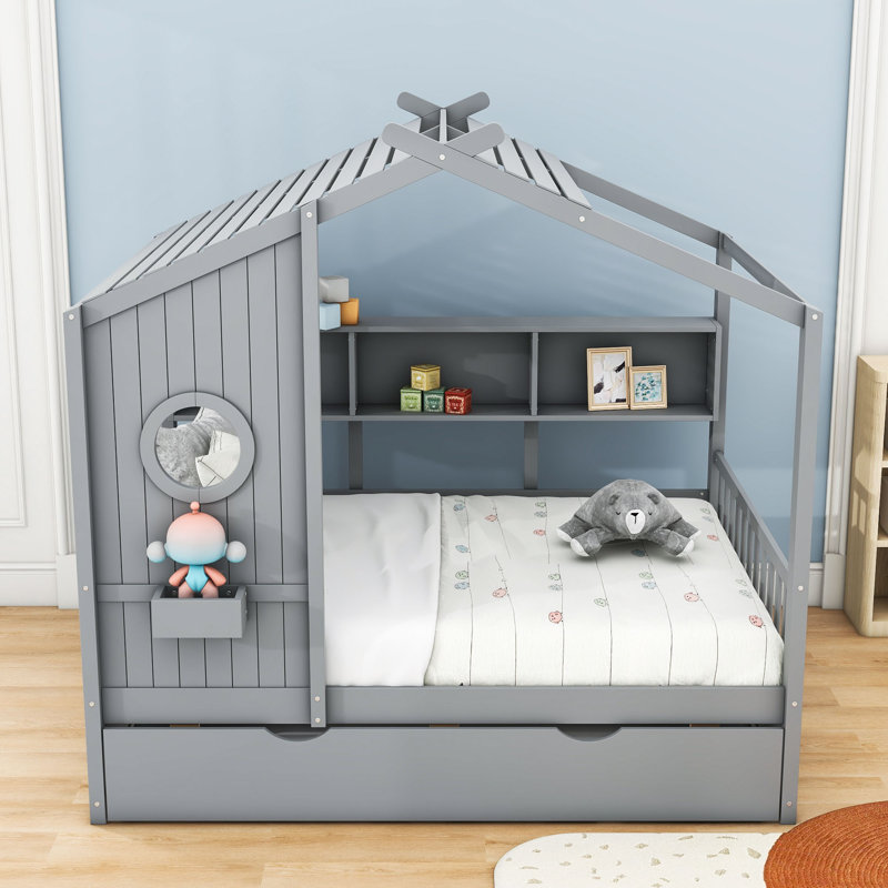 Lit de jour avec couchette simple Aaldrik, Gris, Double