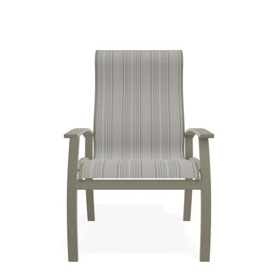 Belle Isle Sling Aluminum Frame Dining Height Supreme Arm Chair with Marine Grade Polymer Arm Accent by Telescope Casual