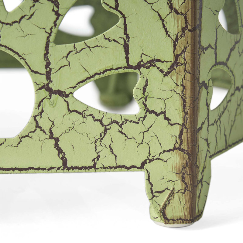 Side Table With Sunburst Cut Out Design, Green