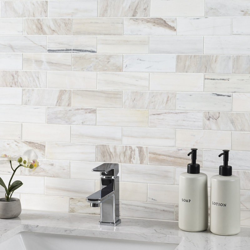 Auralie Subway 12 in. x 12 in. Polished Marble Mosaic Floor and Wall Tile