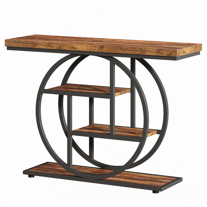 41.3" Industrial Console Table, Rustic Brown/Black