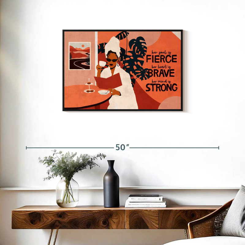 Fierce Brave Strong Woman, Floating Frame Black, 31" X 21"