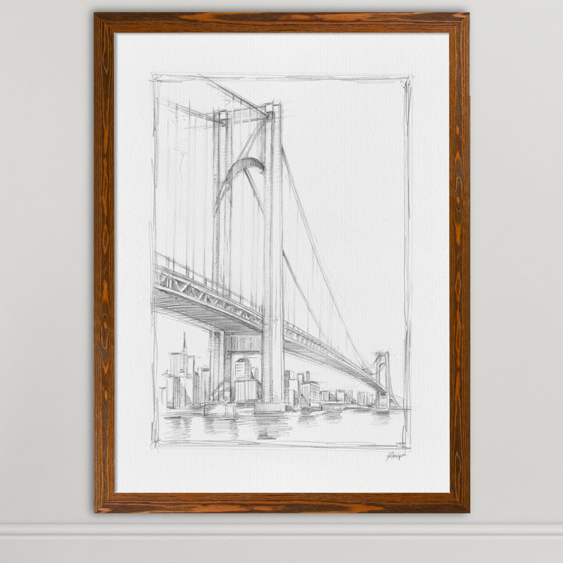 «Suspension Bridge Study I» par Paul Cezanne - reproduction d'art encadrée, H 30 po x l 22 po x P 2 po