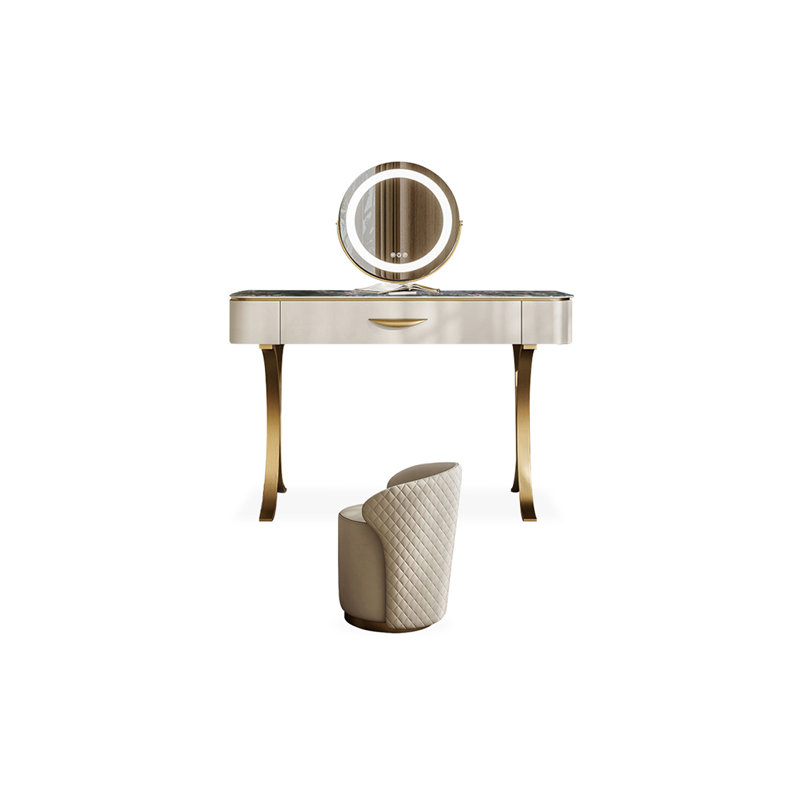 Makeup Vanity with Light mirror,1 drawers,1 chair