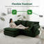 Causeuse modulaire rembourrée en chenille verte avec repose-pieds et coussins pour petit salon