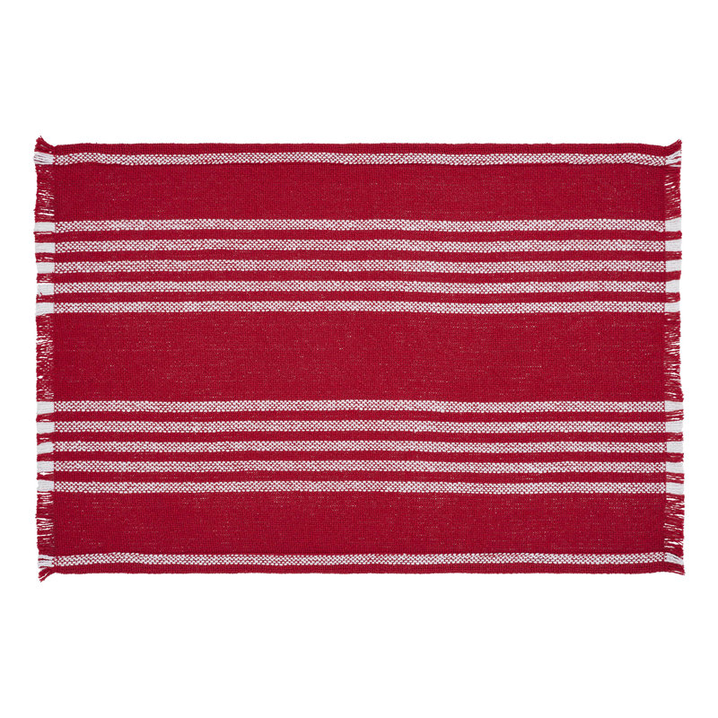 Arendal Red and White Cotton Striped Rectangle Placemats Set of 2