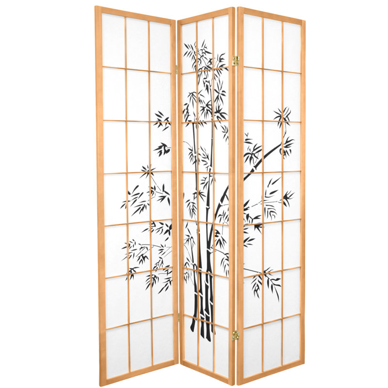 Tabron 70.25'' Tall Lucky Bamboo Shoji Screen, 3 Panels, Natural