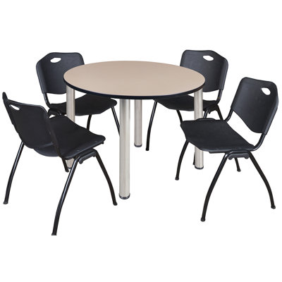 Plateau de table Kee, 4 chaises empilables