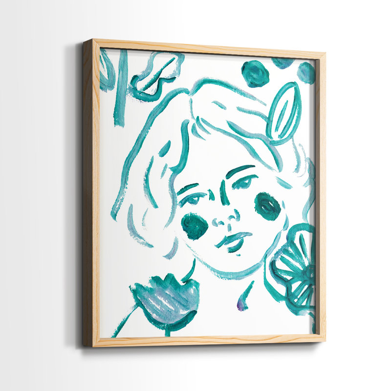 Fleur en herbe III - reproduction encadrée de qualité supérieure - prête à être accrochée - aucun clou requis - aucun clou requis