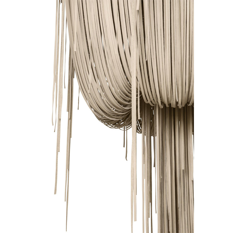 Leather Fringe Chandelier, 4, 71" H x 40" W x 40" D