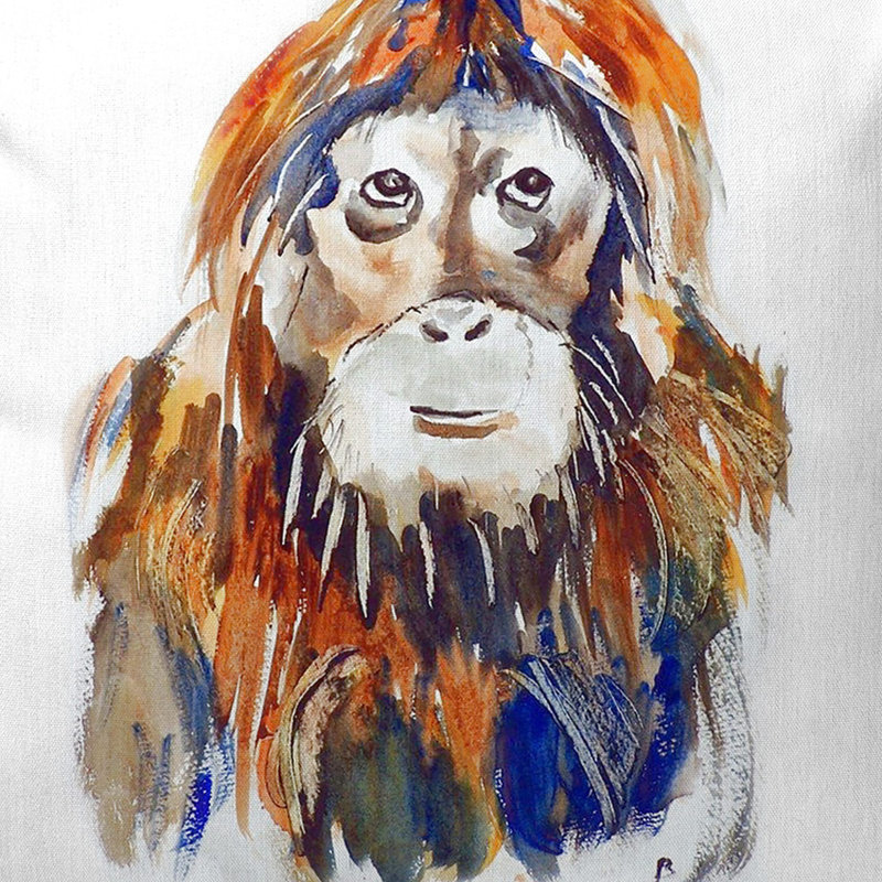 Housse et insert de coussin carré orange Orangutan, Grand