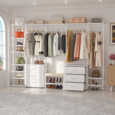 Strathaven Walk in Closet System with 6 Closet Drawers