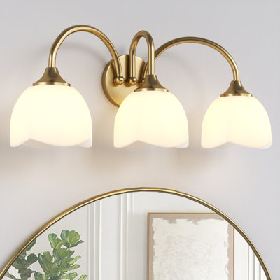 23.66" W 3-Light Dimmable Vanity Light with Opal Glass
