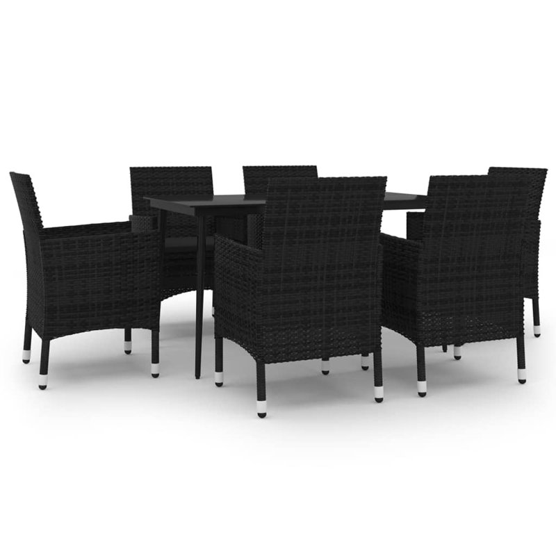 Swae Rectangular 6 - Person 55.1" Long Dining Set with Cushions, Black, Black, 6