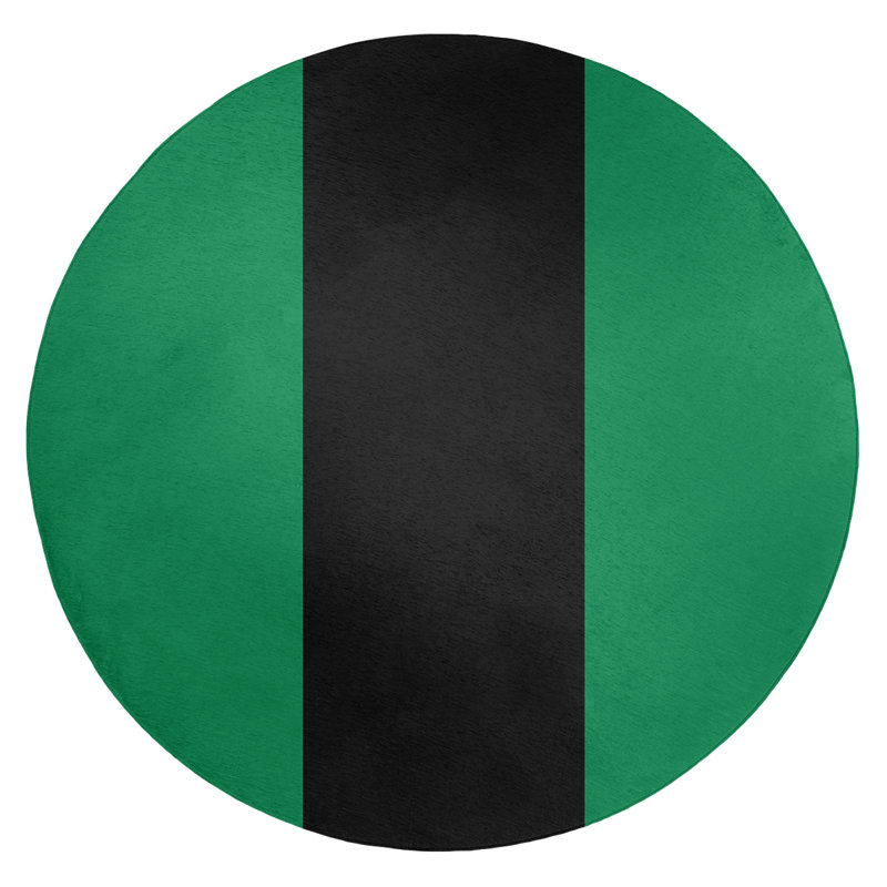 Tapis à rayures vert/noir, Rond 5 pi
