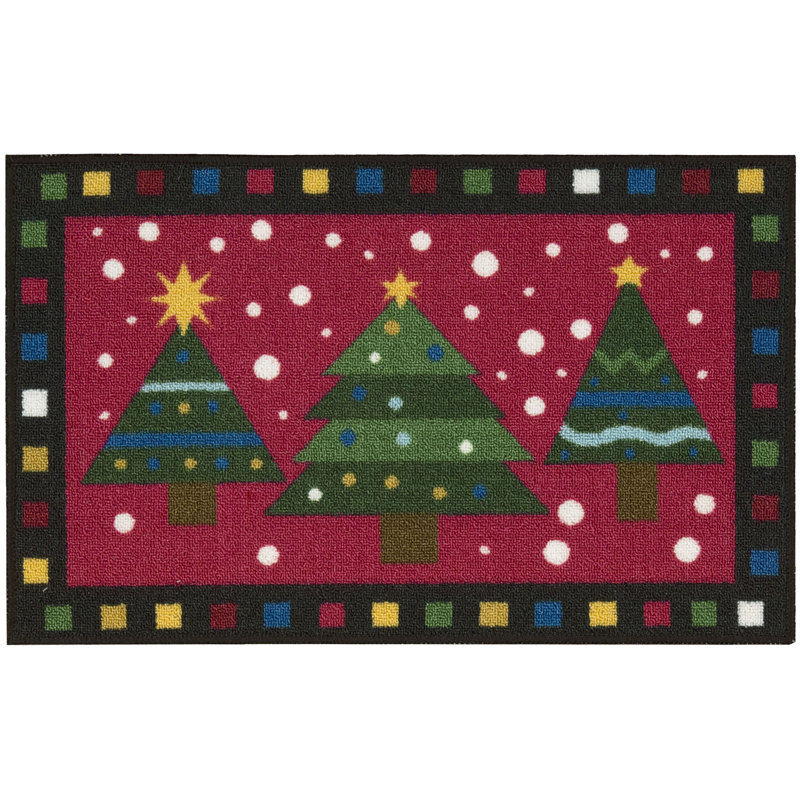 Tapis 3 arbres vert/rouge