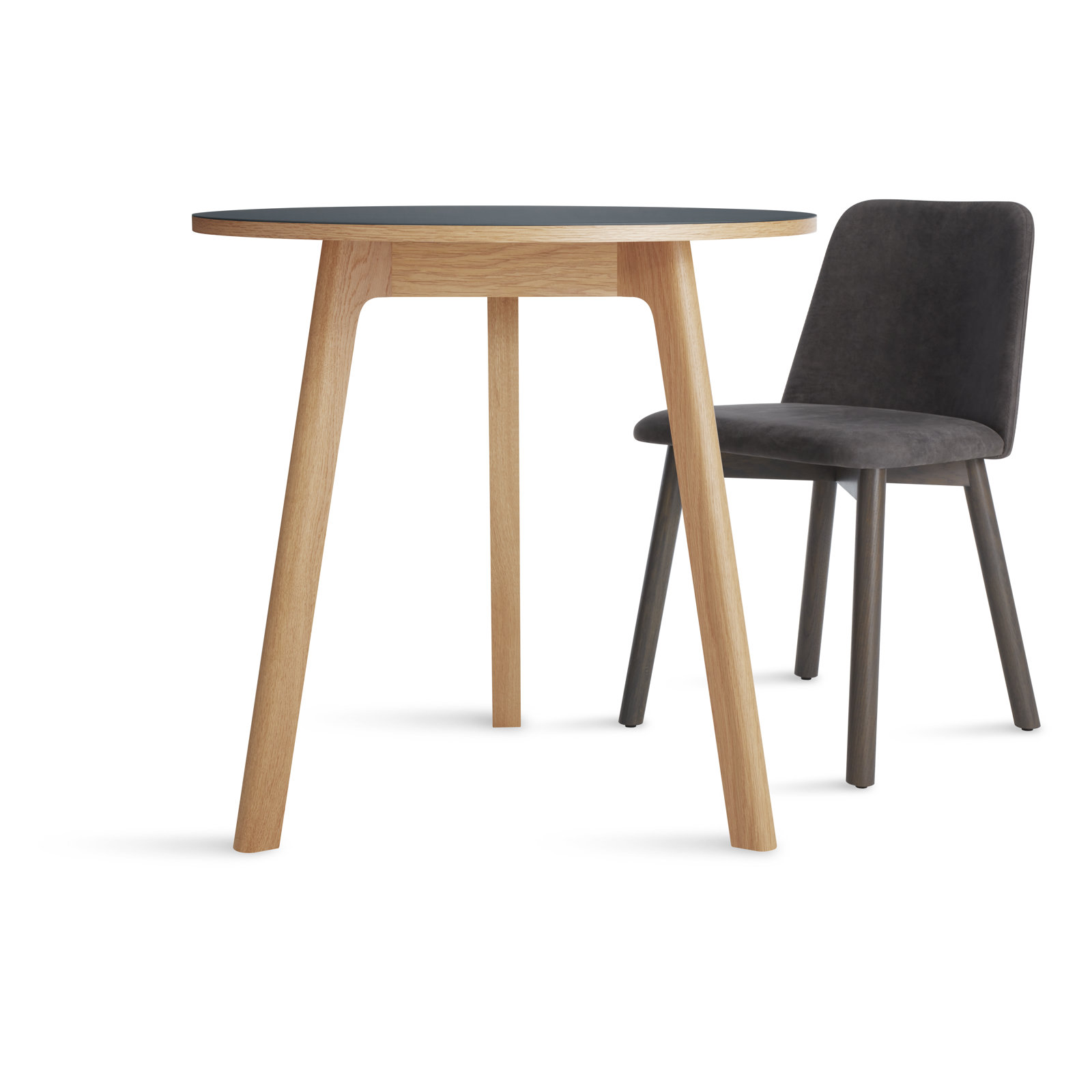 Apt Café Round Dining Table, Navy Green, 30" W x 30" L, White Oak