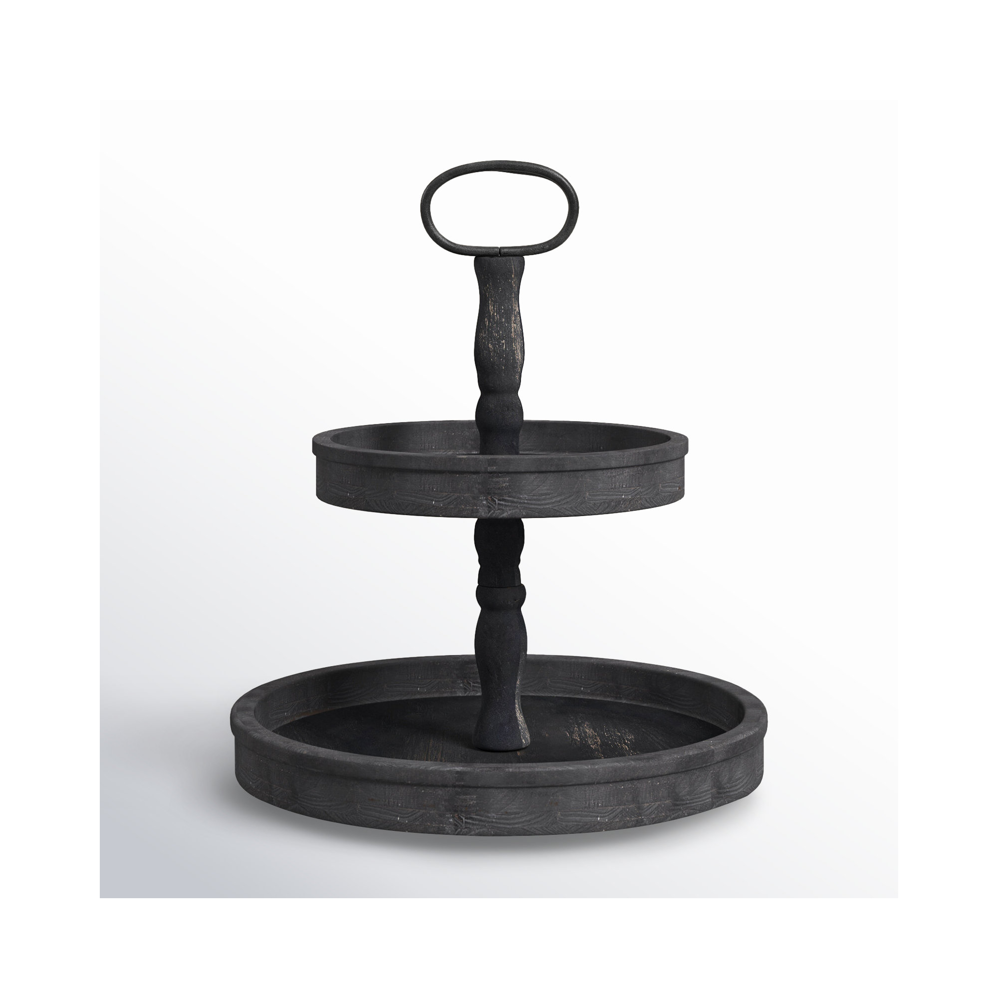 Adrianna Solid Wood Tray - Set of 1, Black