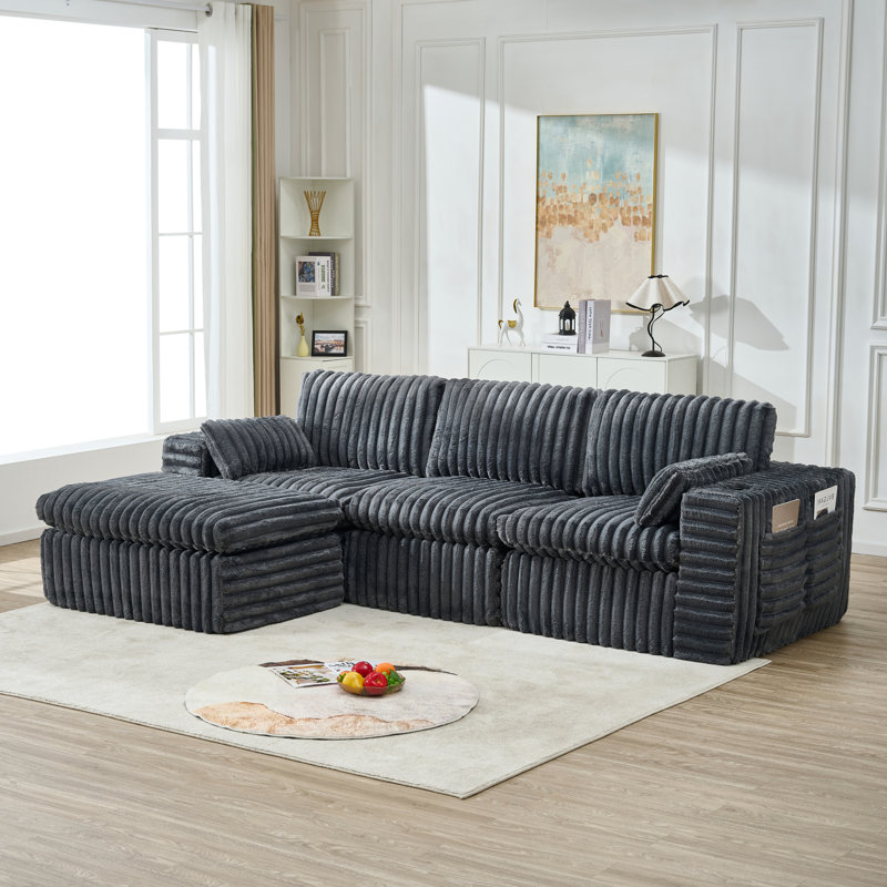 Canapés modulaires peu encombrants avec chenille grise durable pour les maisons modernes