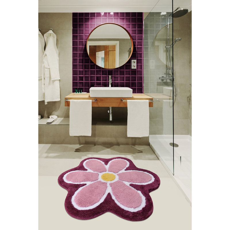 Veropeso Bath Rug, Purple/White/Yellow