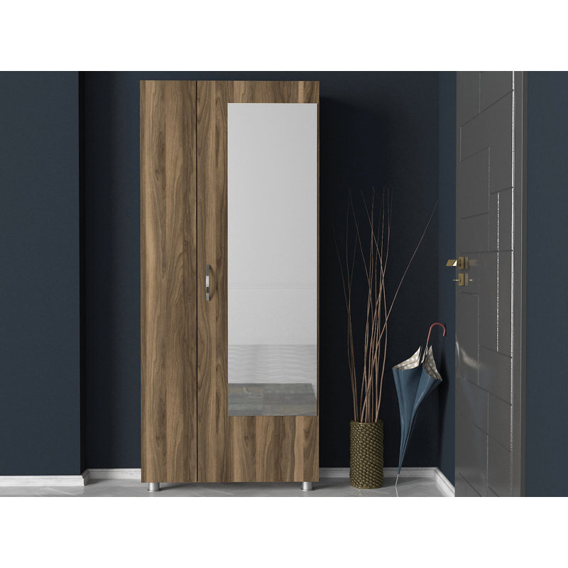 Sweni 80 cm W Hall Tree with Shoe Storage, Walnut