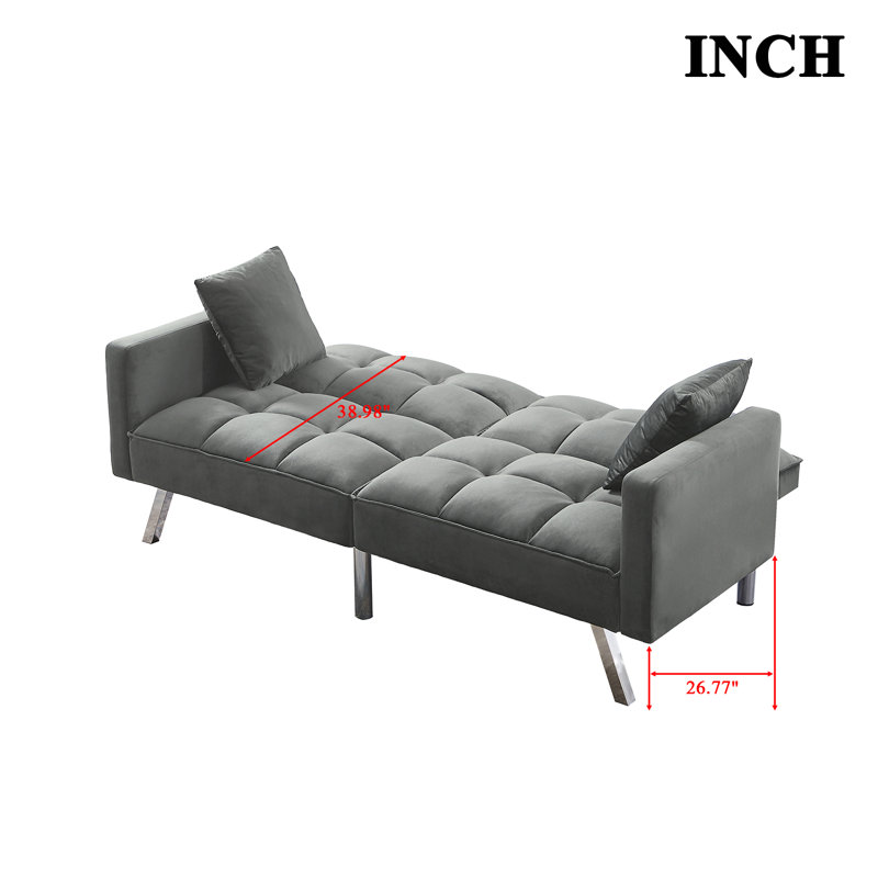 74.8'' Velvet Sleeper, Gray