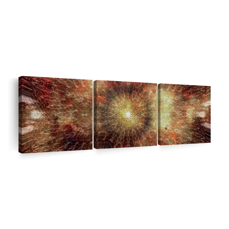 Abstrait cosmique abstrait - impression panoramique sur toile tendue 3 pièces, H 12 po x l 38 po x P 1,25 po