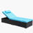 3-Piece Outdoor Patio Furniture Set Chaise Lounge, Patio Reclining Rattan Lounge Chair Chaise Couch Cushioned with Glass Coffee Table, Adjustable Back and Feet, Lounger Chair for Pool Garden, Blue-160847491