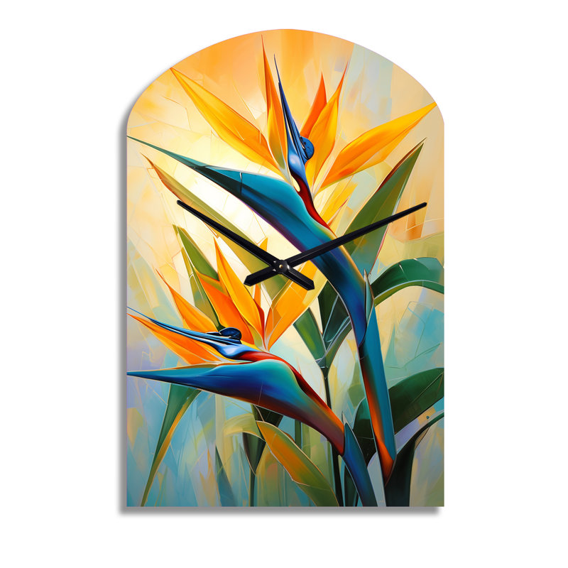 Horloge murale asymétrique en métal «Paradise Birds II», Grand