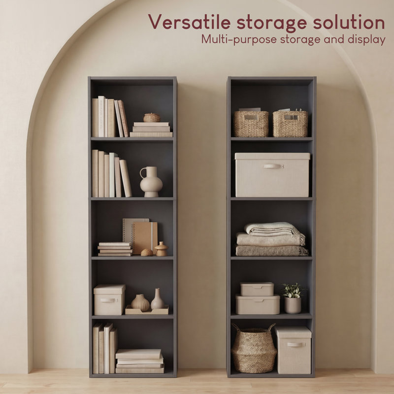 Gerardi 32cm W Standard Bookcase, 132 cm H x 32 cm W, Grey