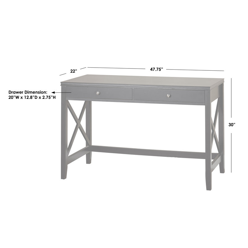 Derrik Solid Wood Base Writing Desk, Antique White