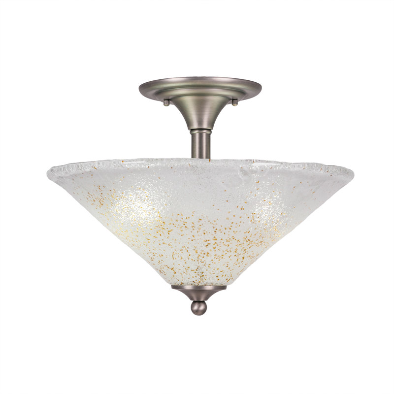 Plafonnier semi-encastré 2 lumières, Gris, Blanc