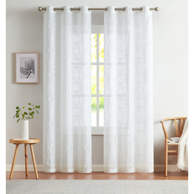 Paire de rideaux semi-transparents en polyester Niyaz