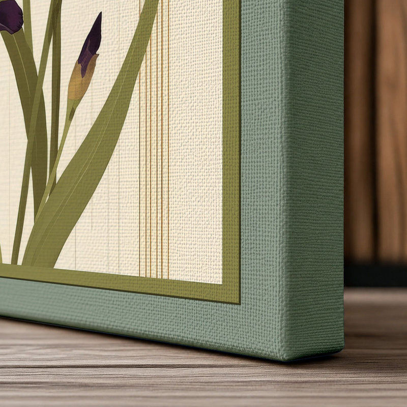 Purple Irises Study Botanical - Wrapped Canvas, 18x12 - 45.7 x 30.5 cm, Sage Border