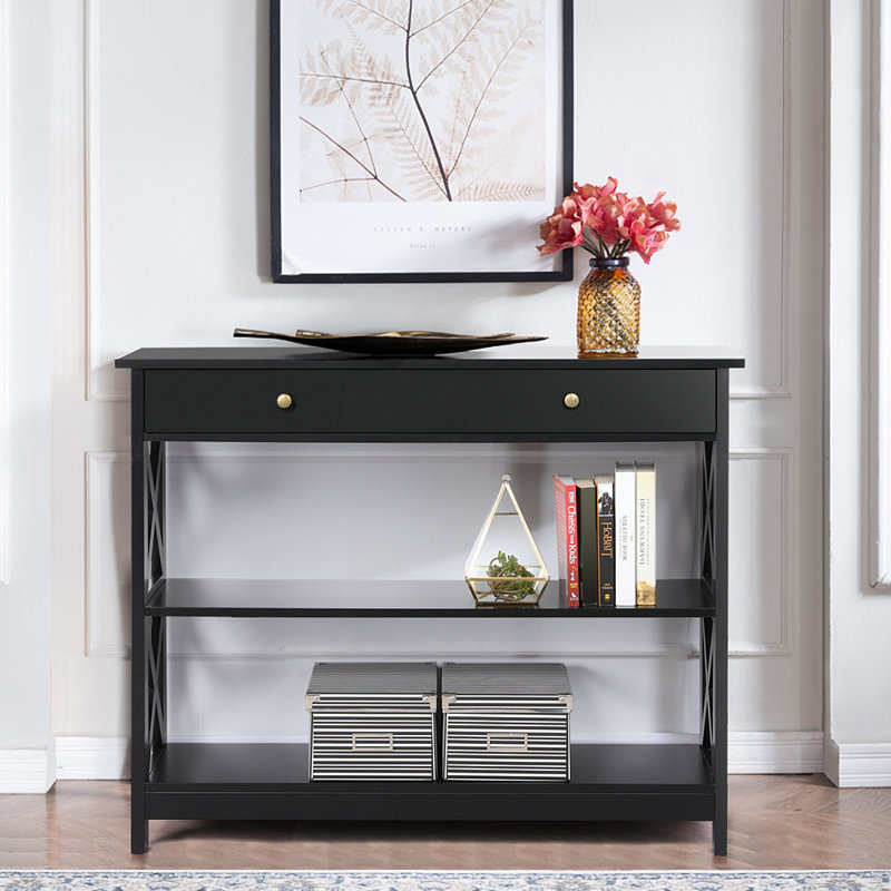 3-Tier Console Table, Black, 80 cm H x 30 cm W x 100 cm L