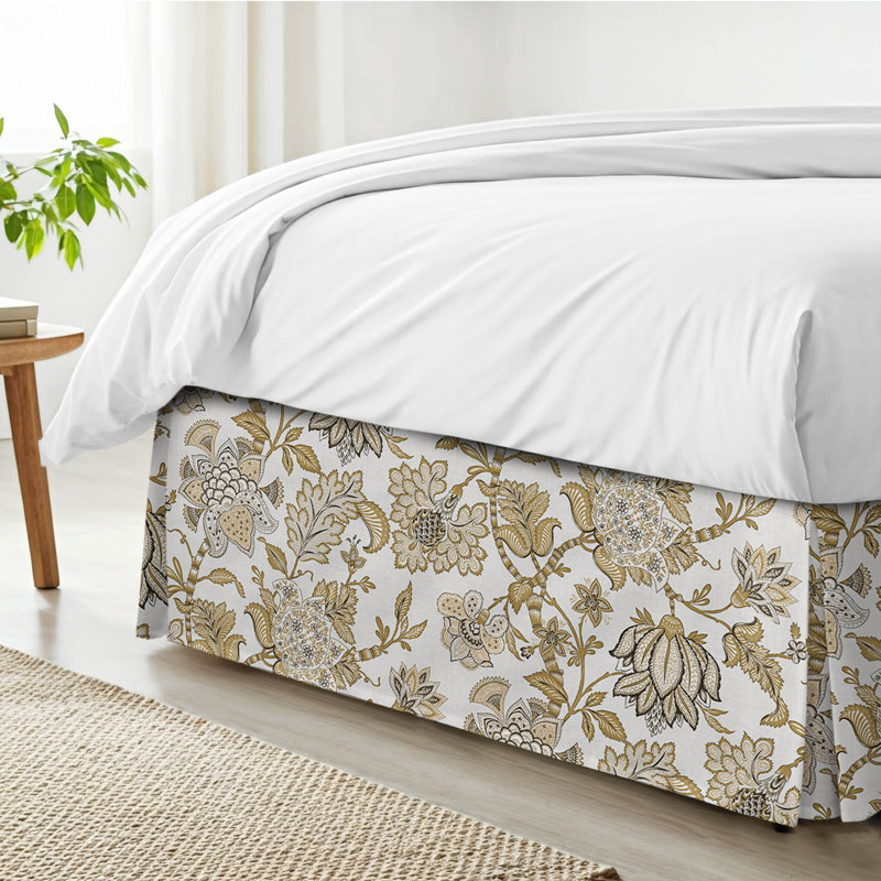 Bronte Gold Cotton Bedskirt, Full, 15"